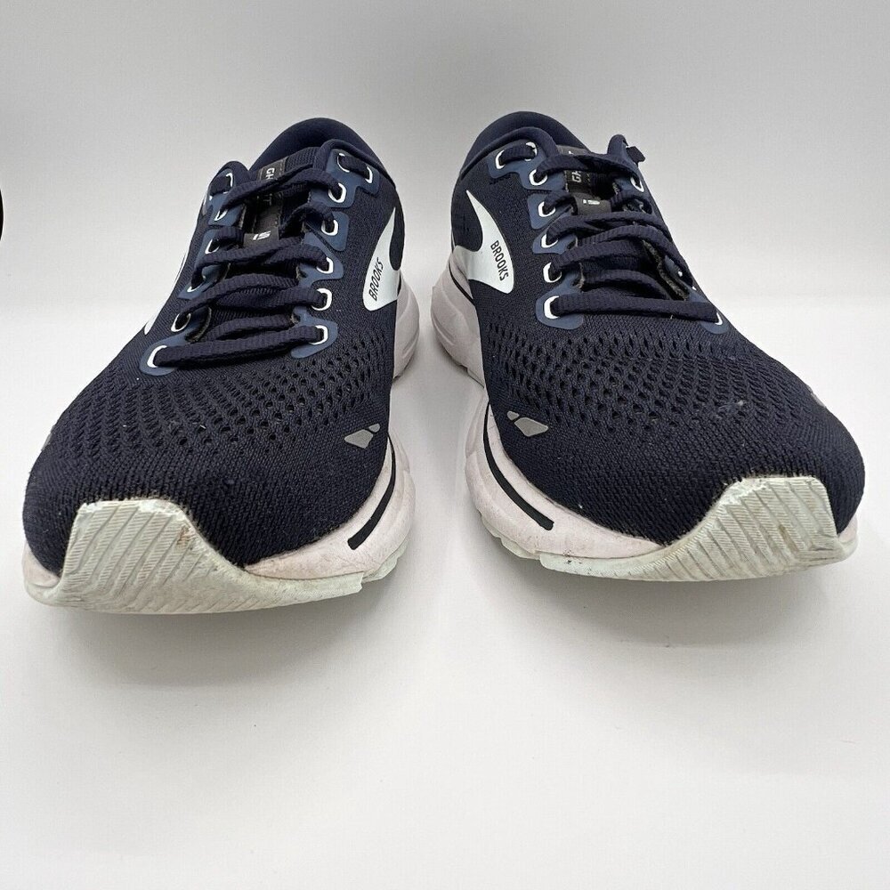 Brooks Women’s Ghost 15 Sneakers Size 8.5 B Peacoat White Running Shoes Navy - Picture 2 of 7